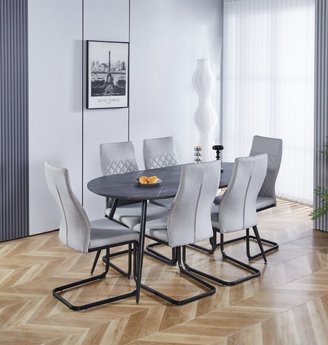 Dining set large grey oval - large,