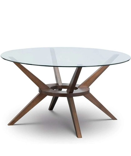 Round walnut dining table - round,